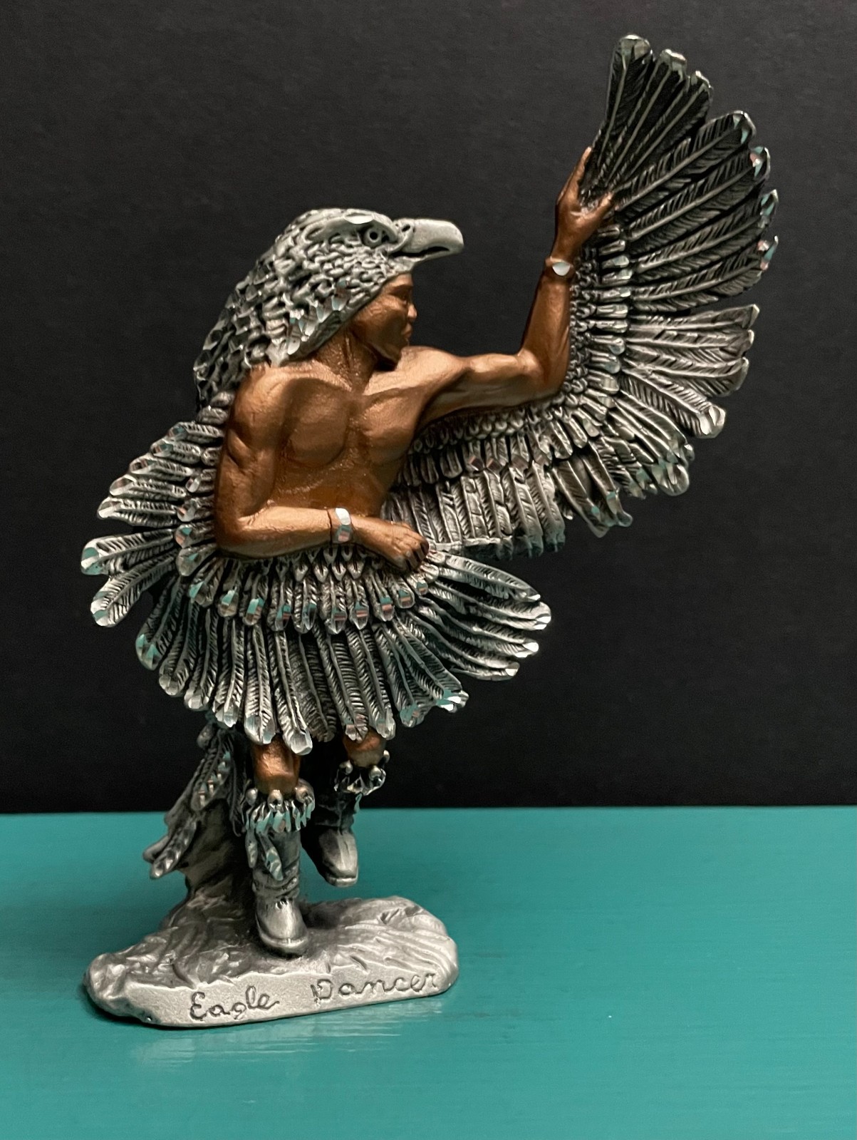 Masterworks MWFP Pewter Native American Indian Shaman Eagle Feather Figurine