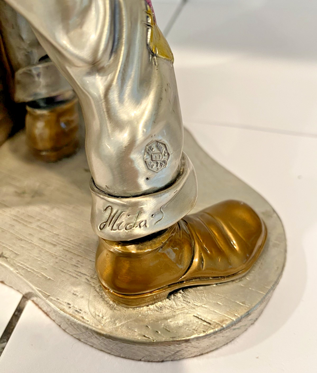 Vintage Mida Silver Plated Resin Clown Statue Bookend 925 Argento Hobo