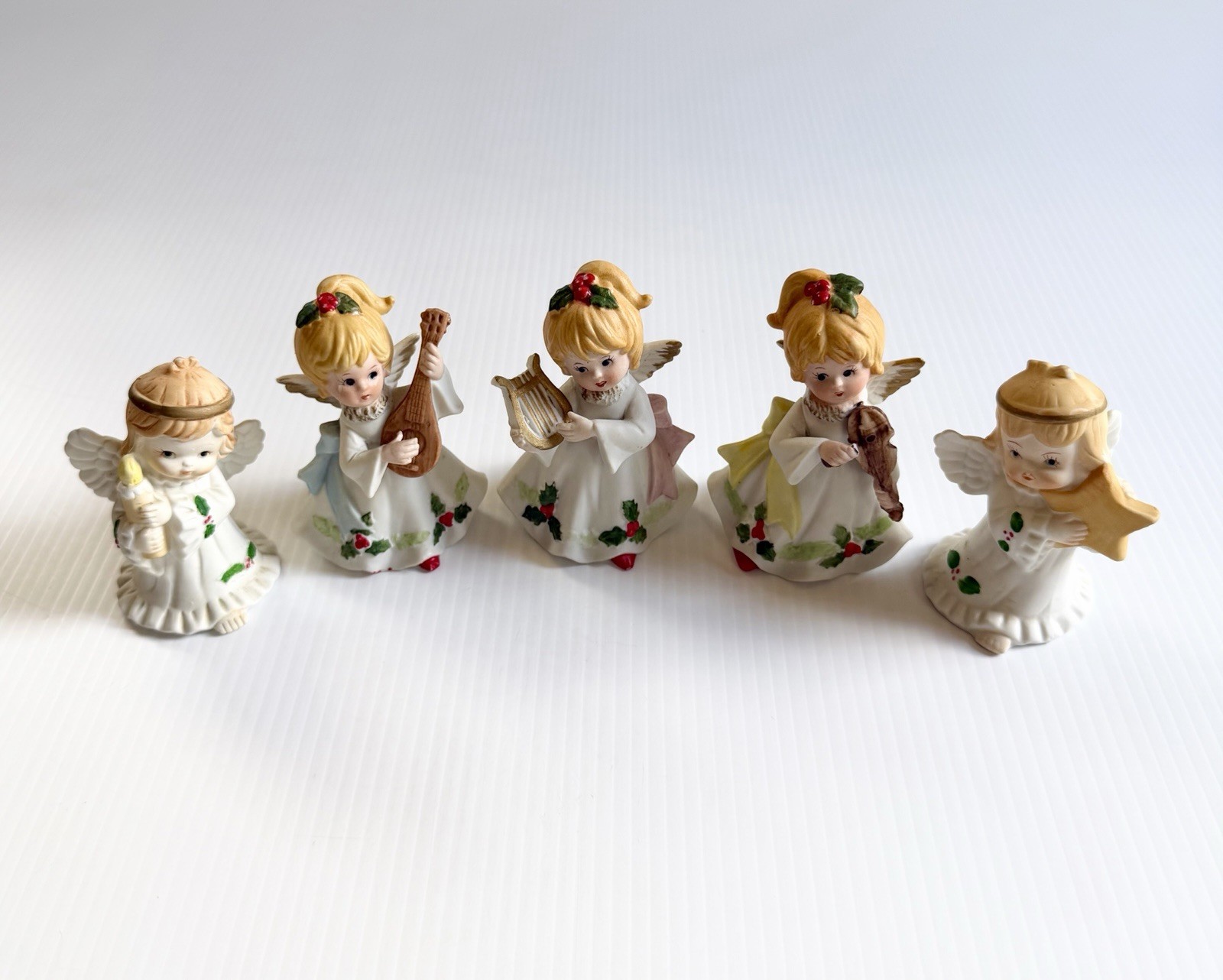 Lot Of 5 Vintage Homco Christmas Angels Porcelain Figurines, Musicians READ