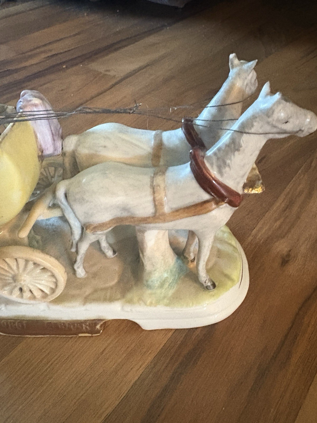1859 Handmade Victorian Themed 20681 Porcelain Horse and Carriage Figurine.