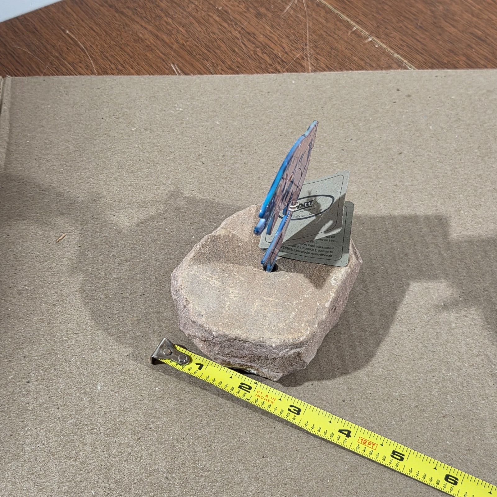Fish Figure On Sandstone Base Southwestern Home Cabin Decor Metal & Stone