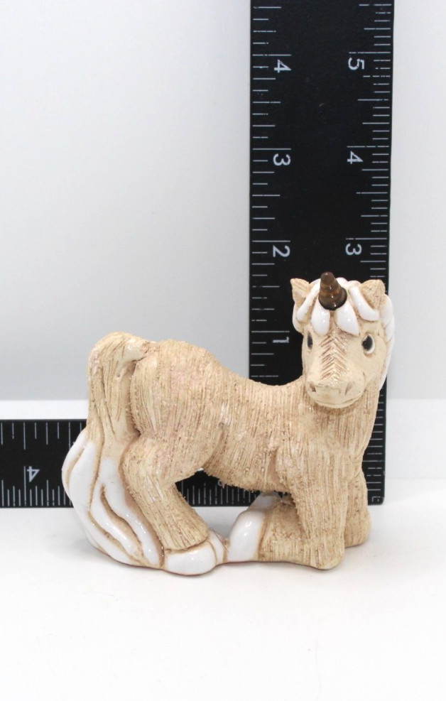 Artesania Rinconada Clay Unicorns Set Kneeling & Laying Unicorn Brass Horn
