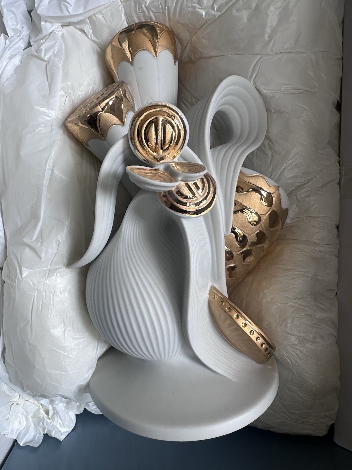 LLADRO Porcelain Naturo-Candelero (Dorado) White/gold