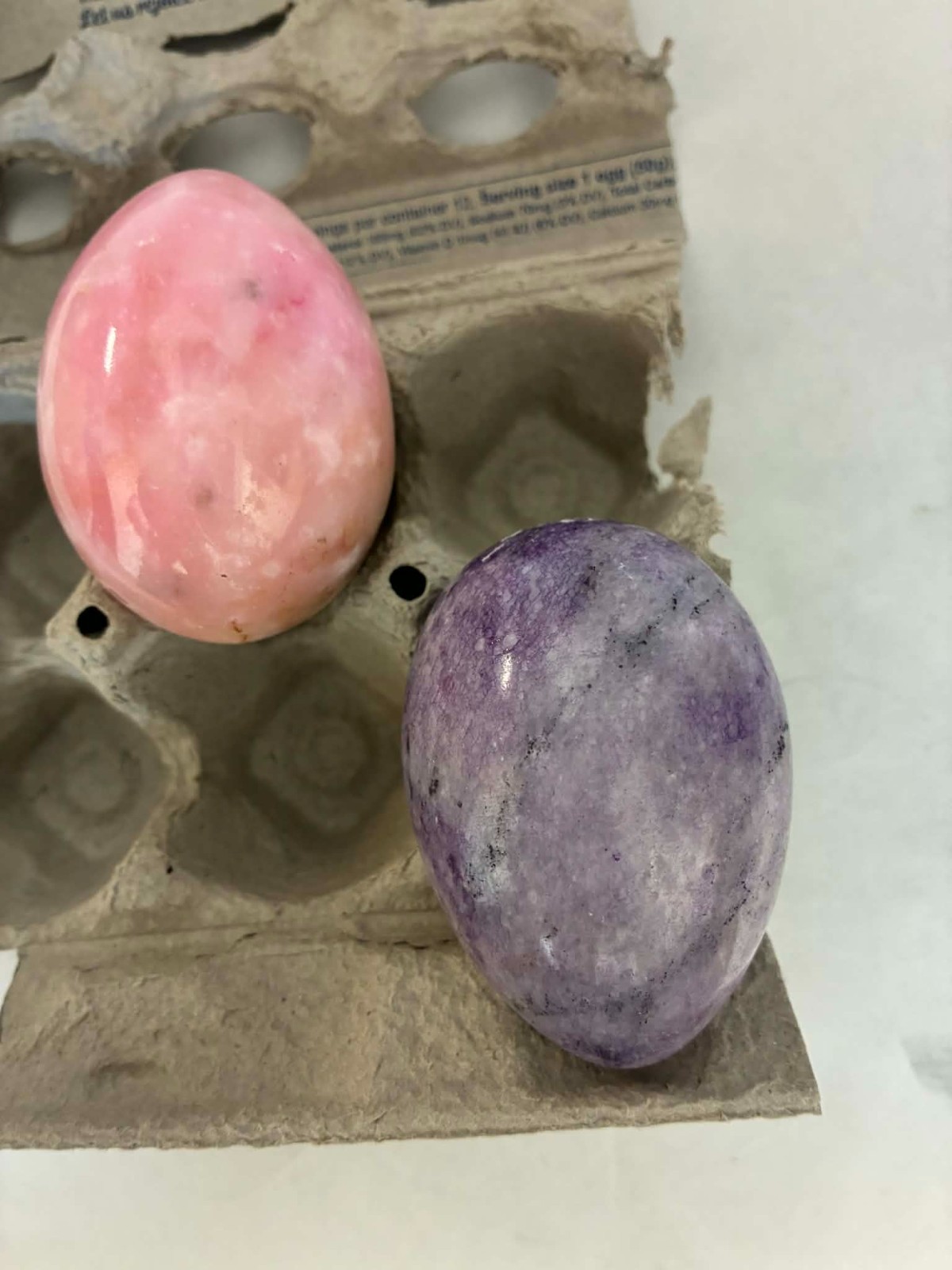 2 Eggs Polished Large Marble Stone Egg Easter Decor Alabaster Pastel 3″