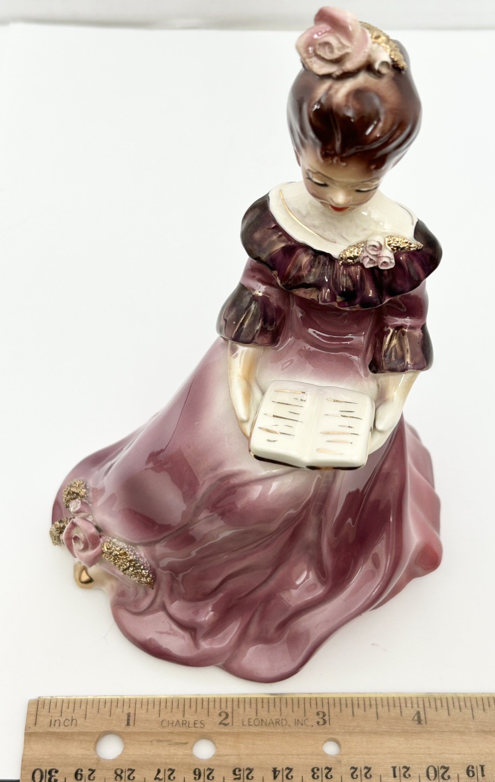 Vtg Josef Originals California 1950s Mamma Sitting Reading Book Maroon Dress