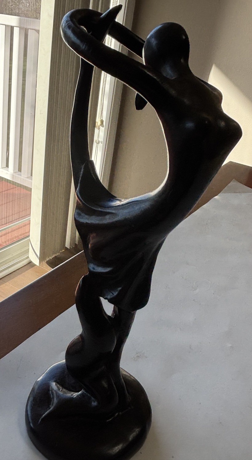 Abstract Sculpture Dancer Figurine Lady Dark Brown 10 in Contemporary Khaique(?)