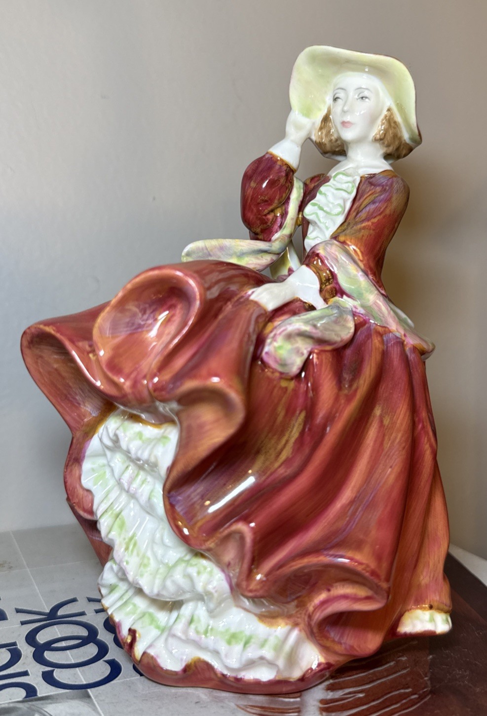 Royal Doulton Top O’ Hill (1937) Figurine Lady In The Wind Red Dress 7.25”