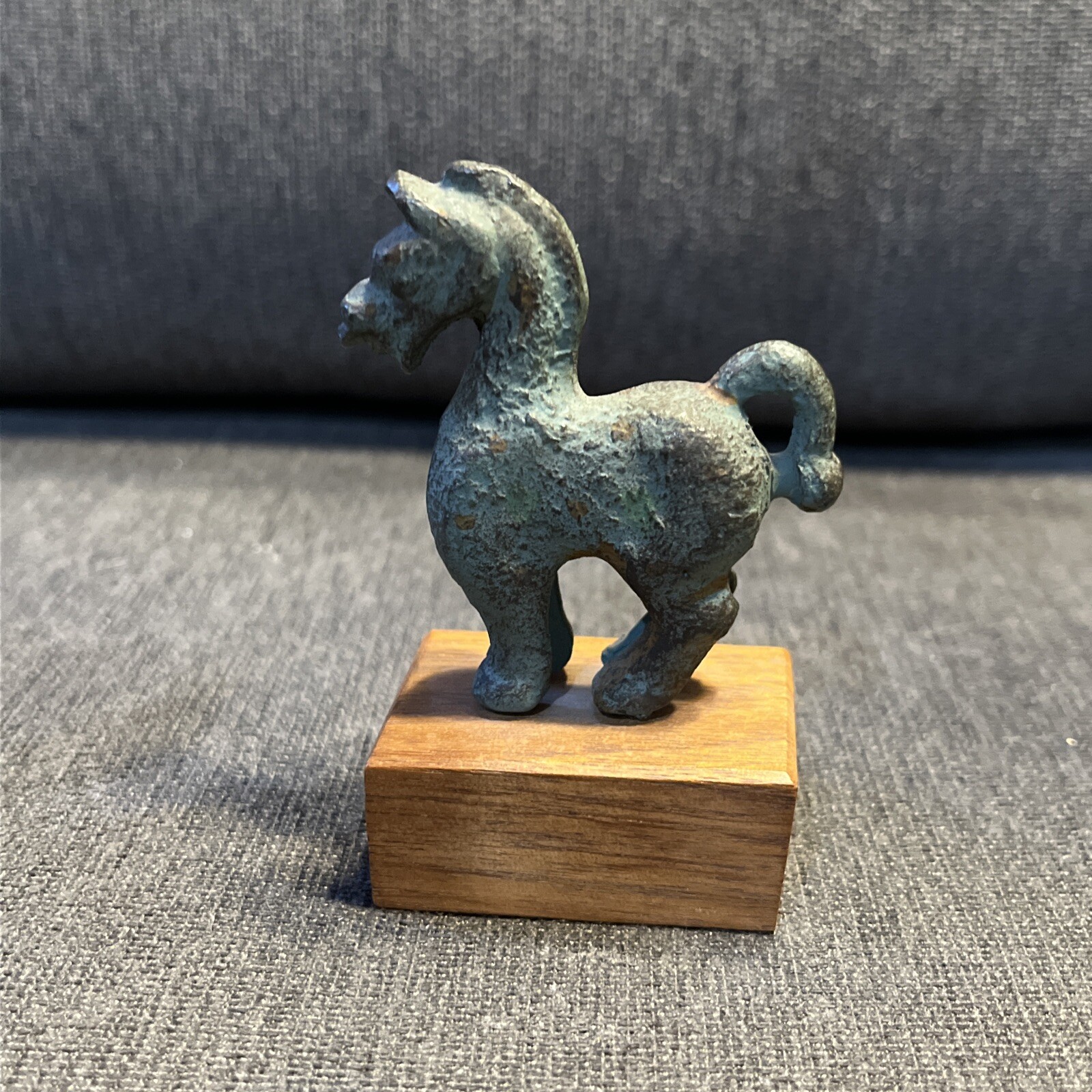 Alva Studios Bronze Repro of Chinese Horse on Wooden Base Art Institute Chicago