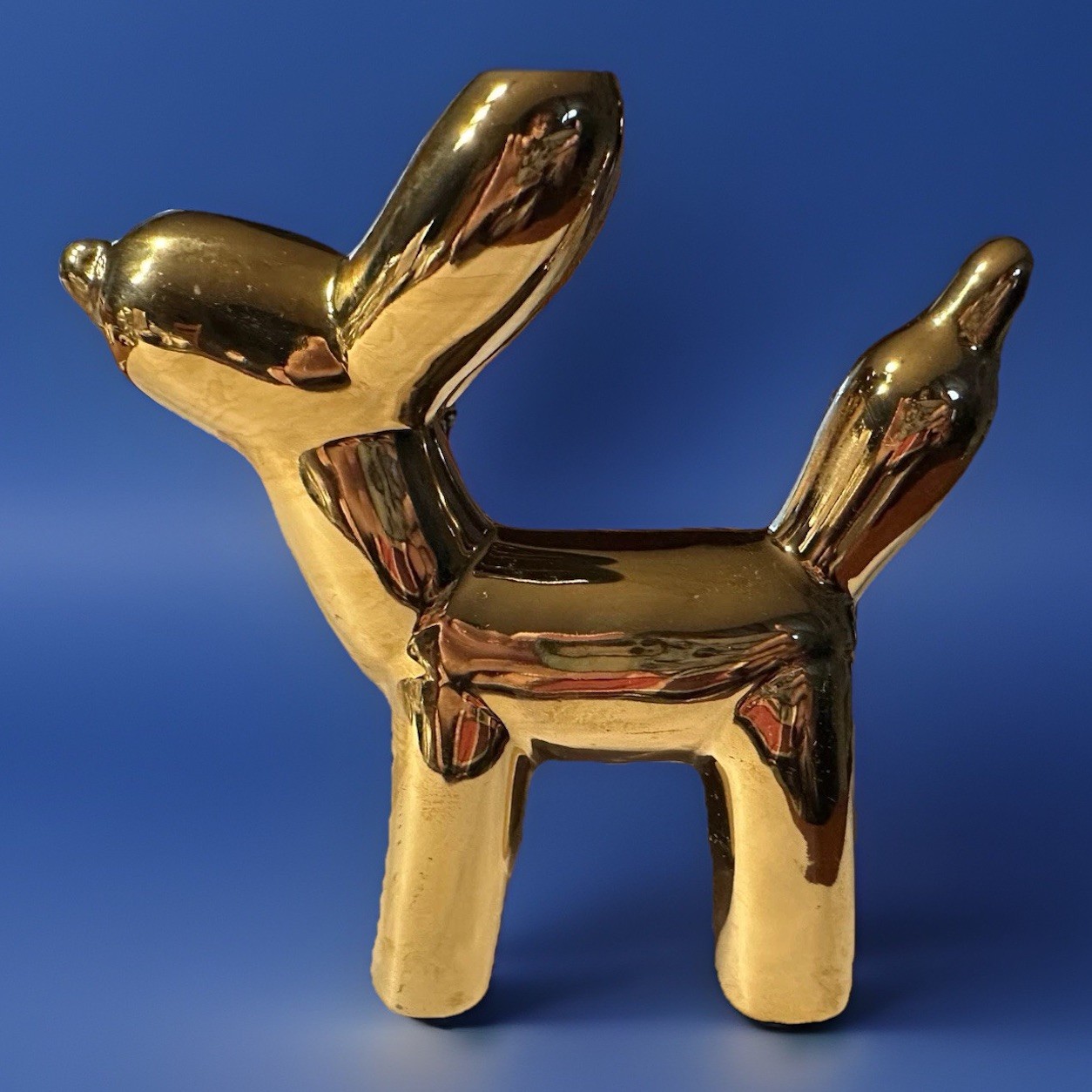 Ceramic Gold Colored Balloon Dog Design Figurine 6.5″ Wide × 6.5″ Tall