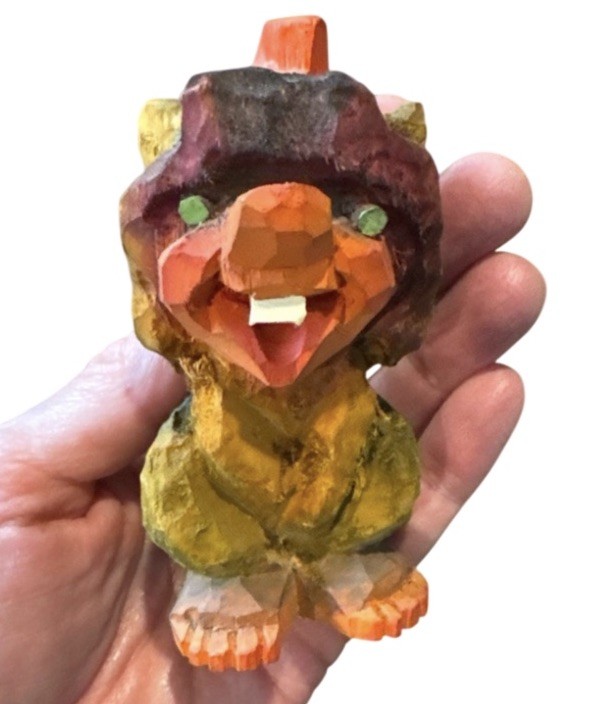 Hand Carved Wooden Gnome Troll Buck Tooth Figurine Norway 4” Tall