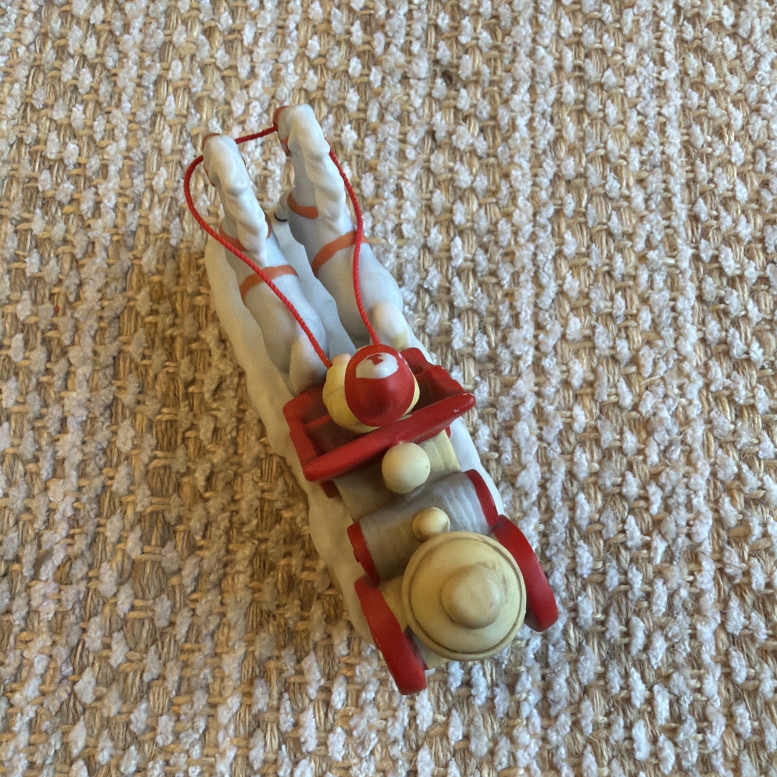 Lefton Colonial Village Christmas Firewagon Horses 1987 Figurine