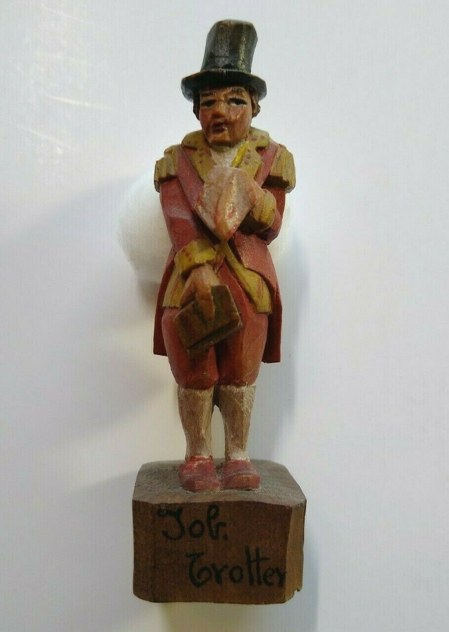 Charles Dickens ANRI Job Trotter Folk Art Hand Carved Wood Figurine 1920s Italy