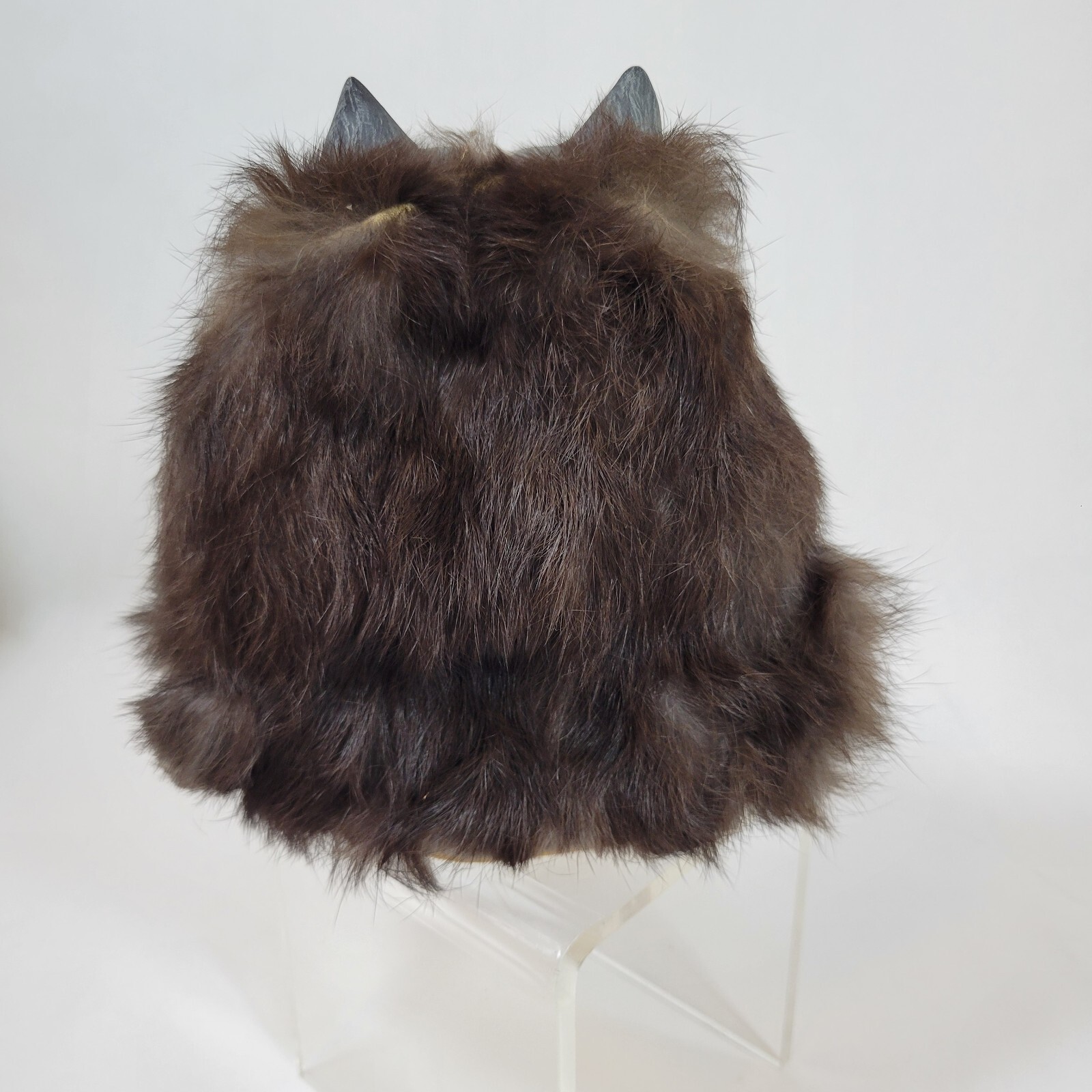 Indigenous tribal bust wolf headdress ceramic fur lining statue leather tassles