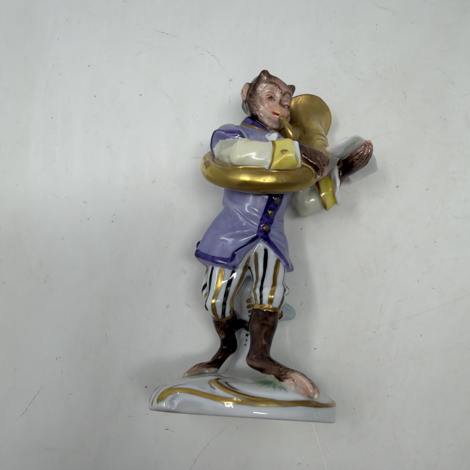 Antique Porcelain Monkey Band Double Bass Figure/Andreas Klötzer/Volkstedt/c1900