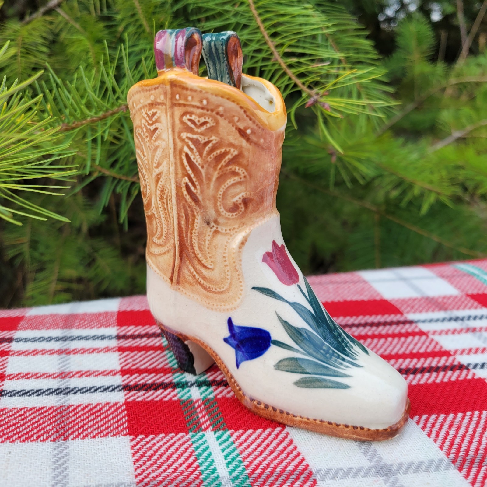 Cowboy Boot Toothpick Holder Mini Vase Vtg 1940s Occupied Japan Western Decor