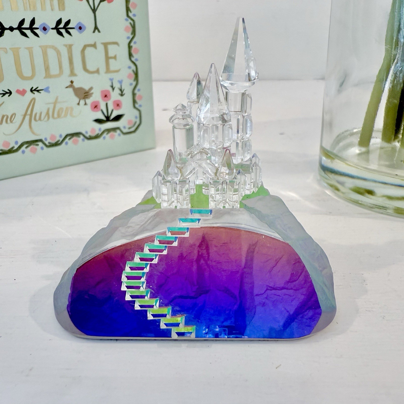 Vintage Crystal World Rainbow Castle Figurine CW Mark Iridescent Crystal