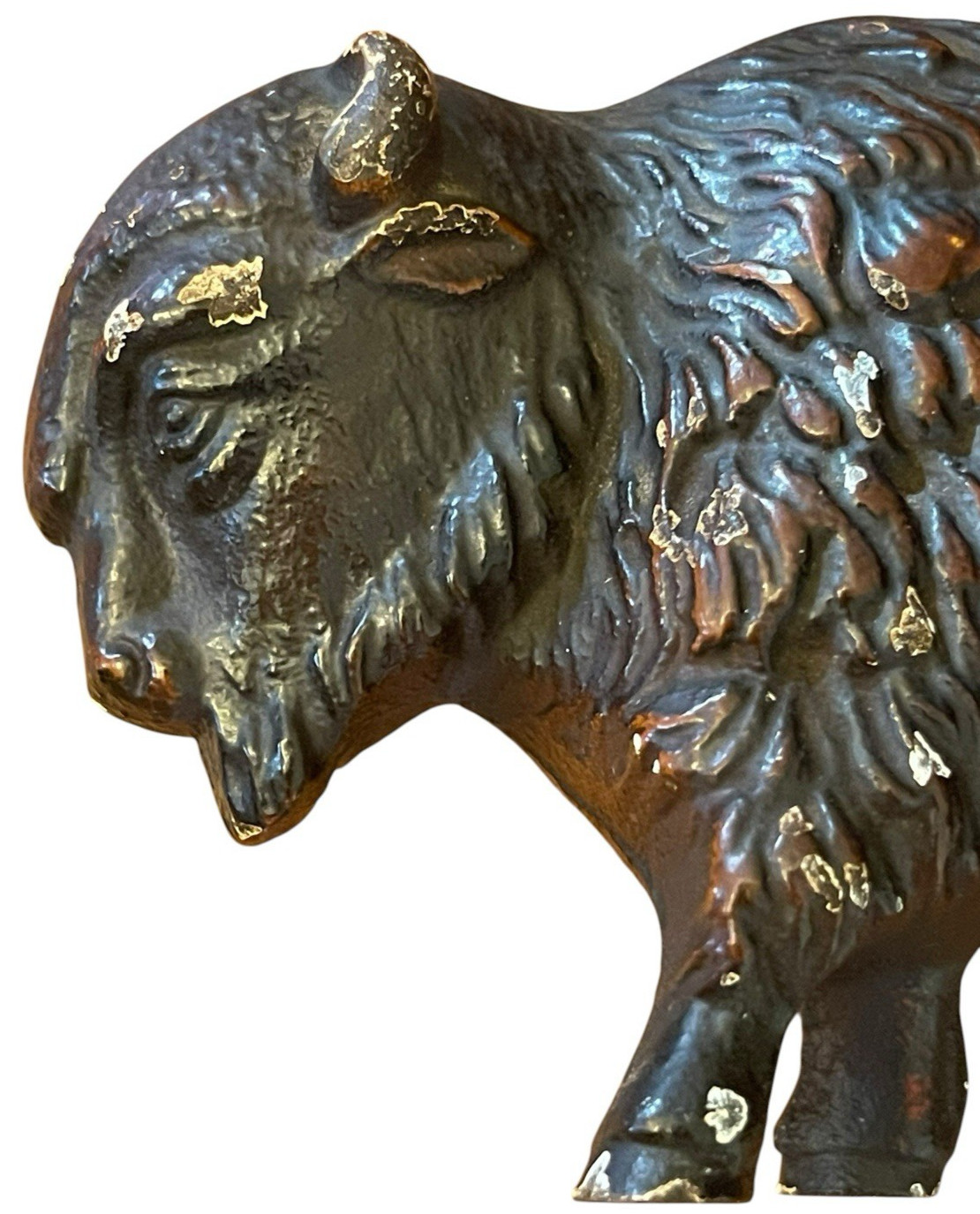BUFFALO TANK BT CAST IRON BISON BUFFALO FIGURINE PAPERWEIGHT BETHLEHEM STEEL 5″