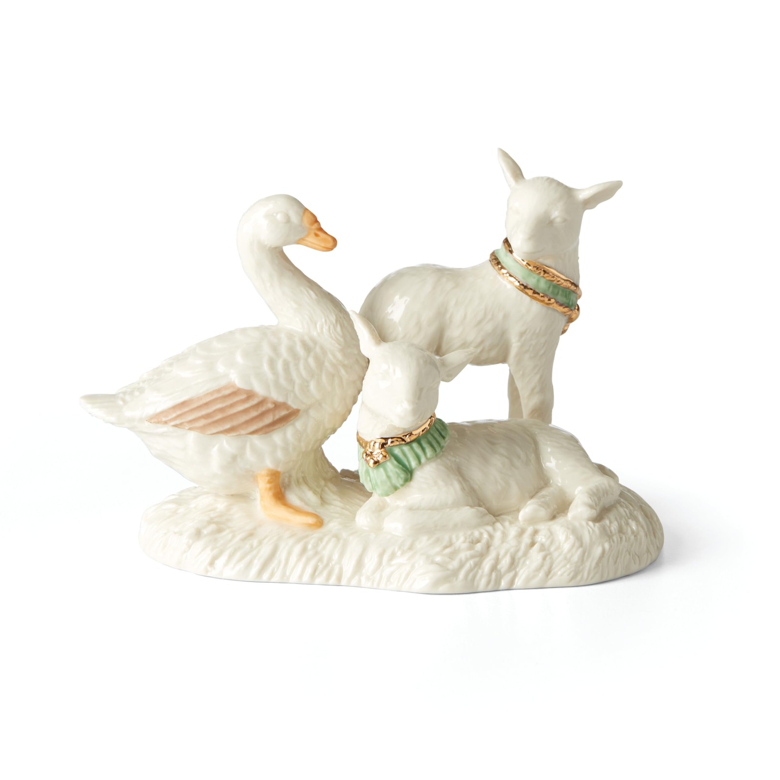 First Blessing Nativity Lambs and Goose Figurine, Christmas Decoration