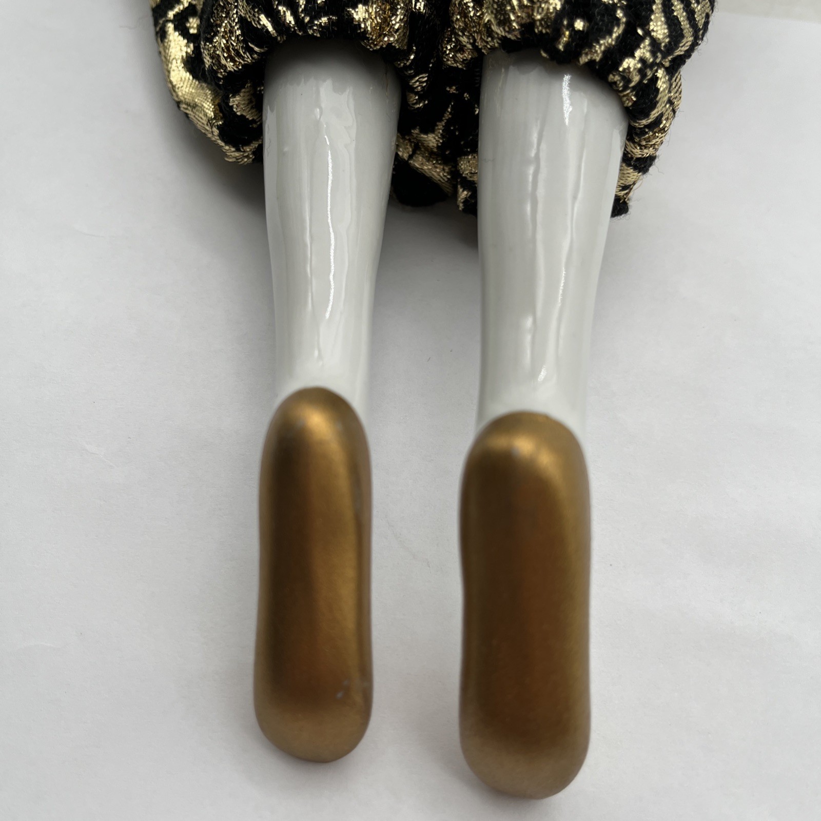 Porcelain Harlequin Doll 18” Venetian Style Gold Black Costume Decorative Doll
