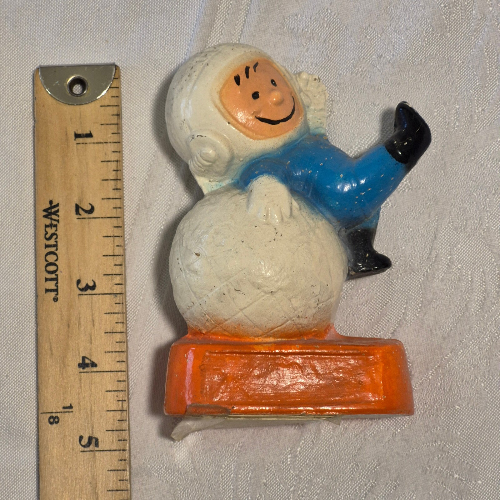 Vtg 60s Multi Products Chalkware Astronaut Globe Space Man Figure Charlie Brown