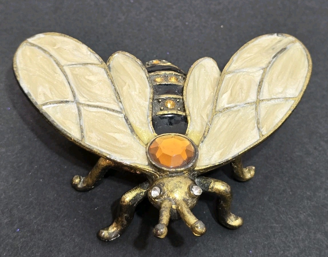 Jeweled Rhinestone Metal Enamel Figurine Bee Bug Insect