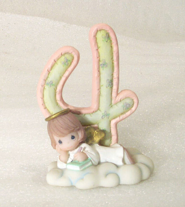 Precious Moments Age Number 4 Angel w Book Birthday Figure