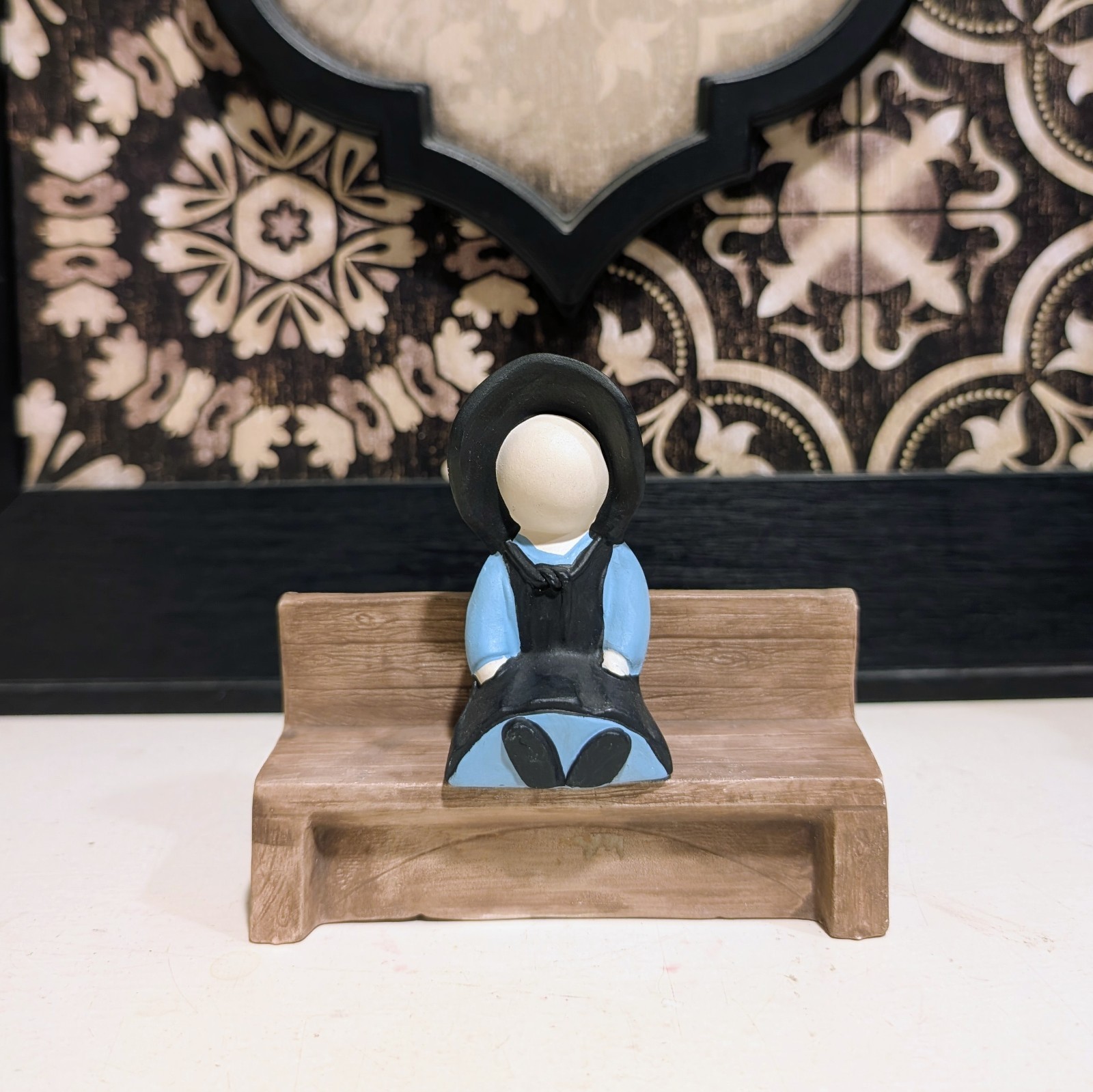 Vtg 1994 Home Interiors Faceless Amish Family Shelf Sitter Figurines Ceramic