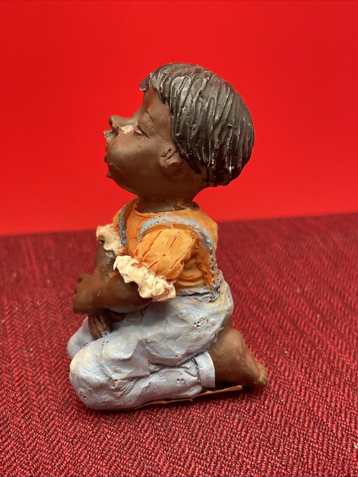 African American Black Young Boy Singing Praying Resin Figure Music