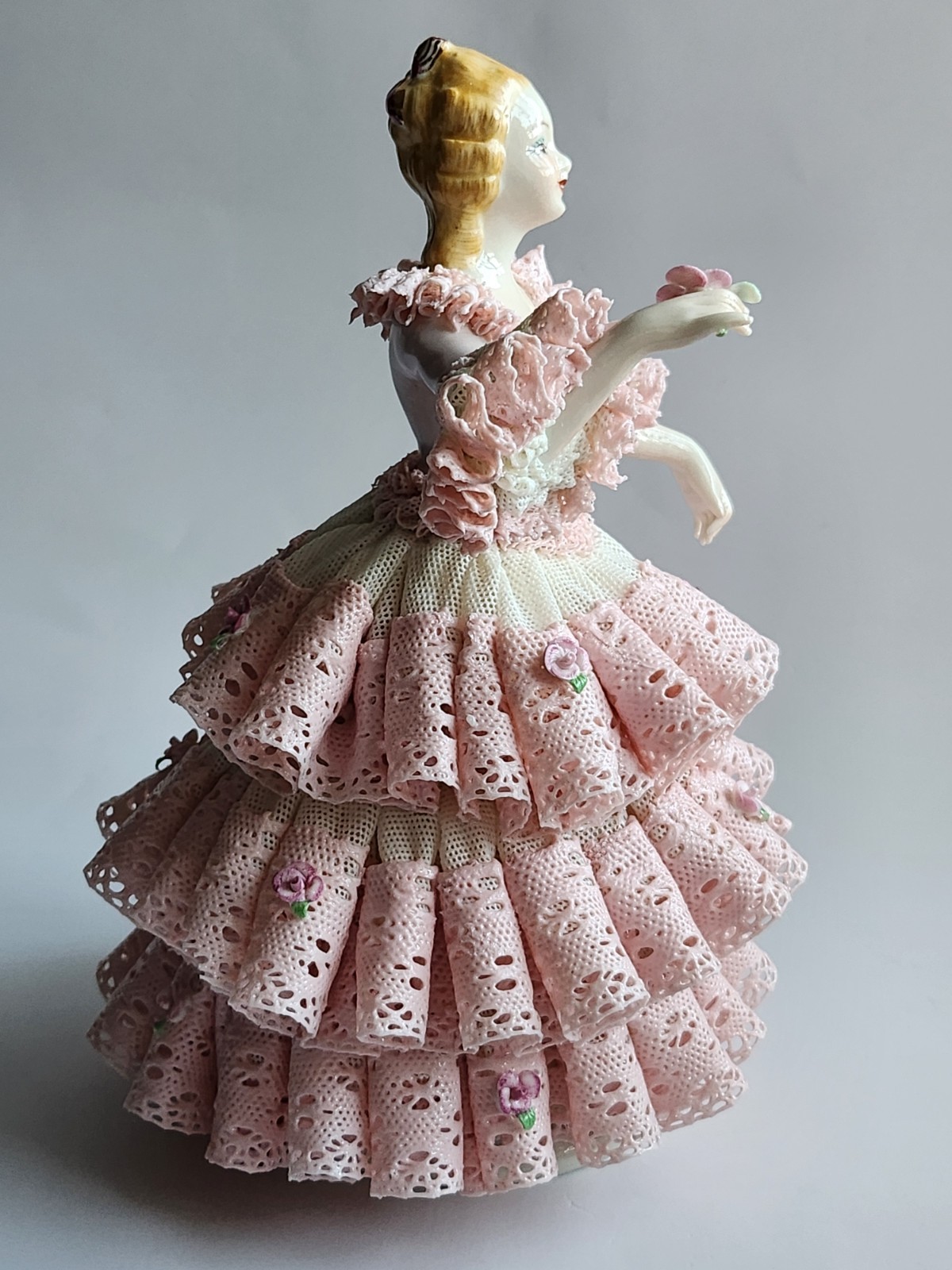Vintage Muller Volkstedt Irish Dresden Scent of Rose Pink Porcelain Figurine