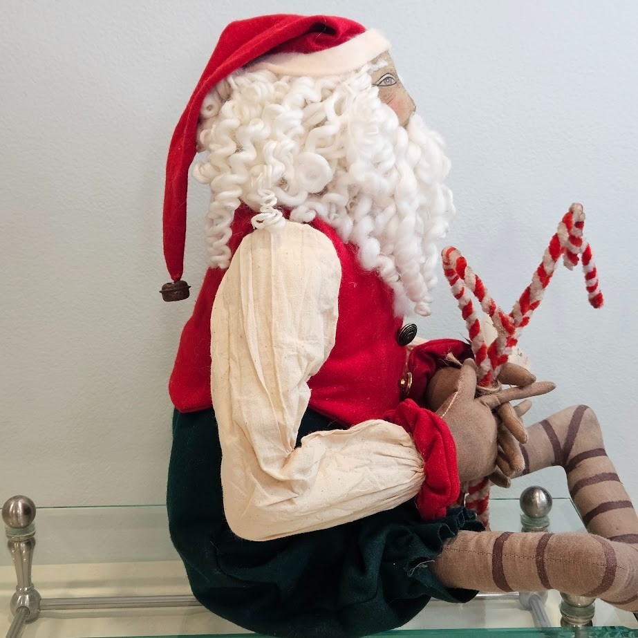 Joe Spencer Gathered Traditions Candy Cane Santa Claus Figure with Original Tag