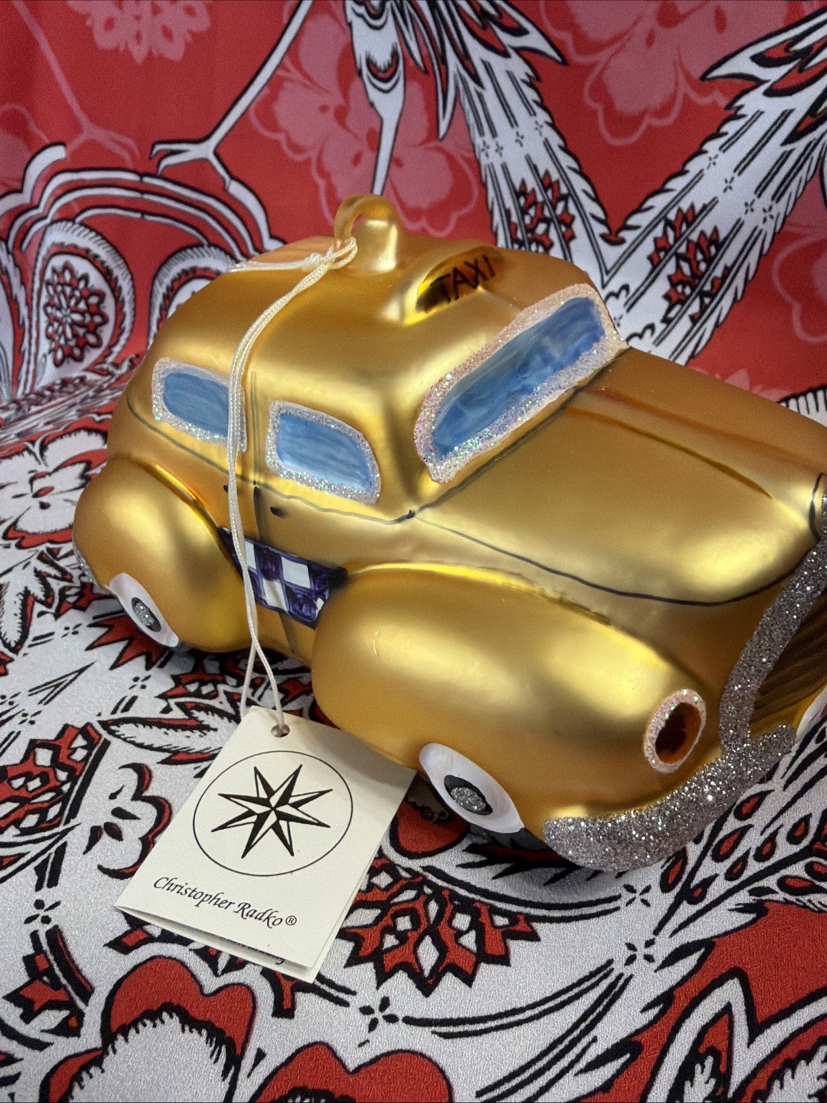 Radko CHECKERED PAST NYC Yellow Cab Taxi Ornament 96-063-0 VINTAGE NWT