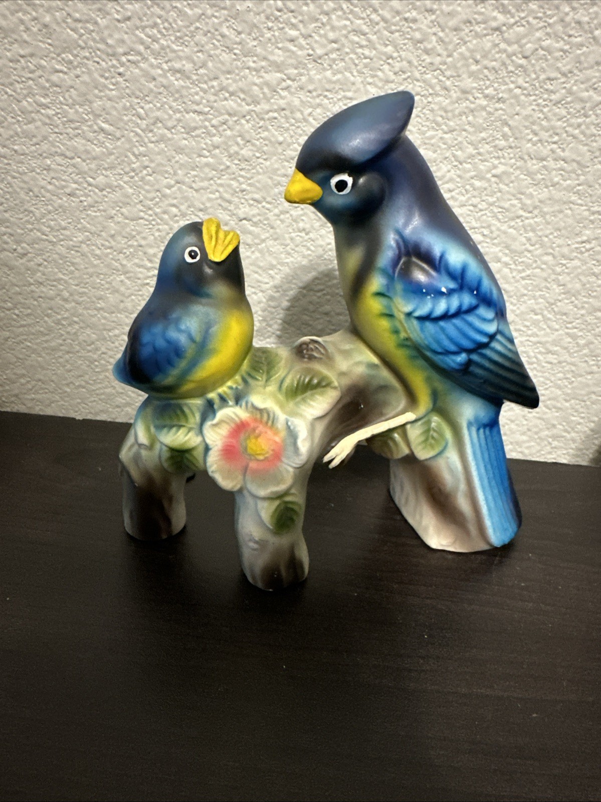 Vintage Norleans Porcelain Blue Jay Mother & Chick Figurine – Made in Japan