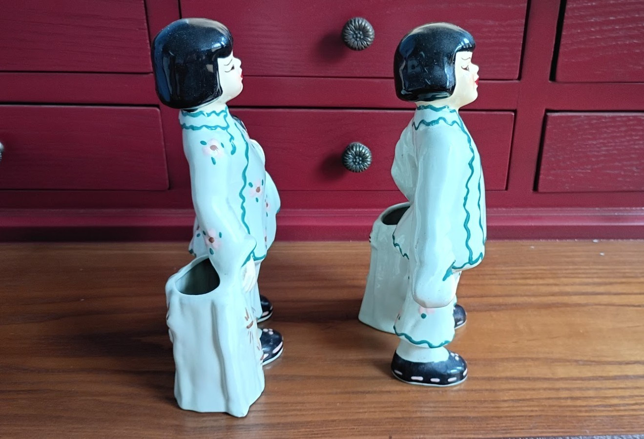 Vtg Florence Ceramics- Chinese Boy & Girl Figurines, 6.5″H, Sweet Expressions