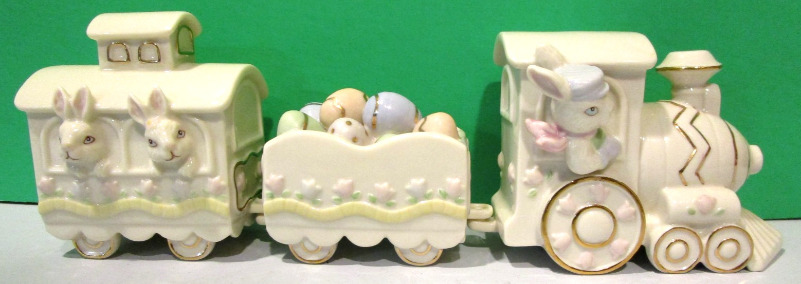 LENOX OCCASIONS EASTER TRAIN — — 3 piece Rabbit EGG sculpture — — NEW in BOX