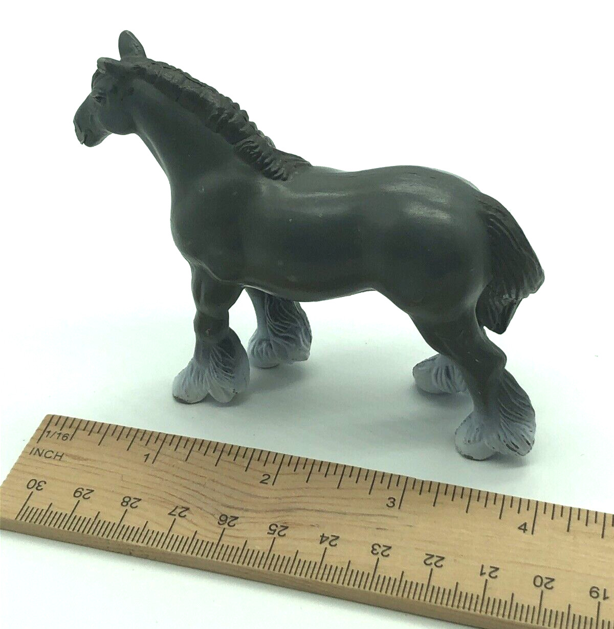 Vintage Clydesdale Standing Horse PVC Figure Black Gray 1988 Toy Collectible