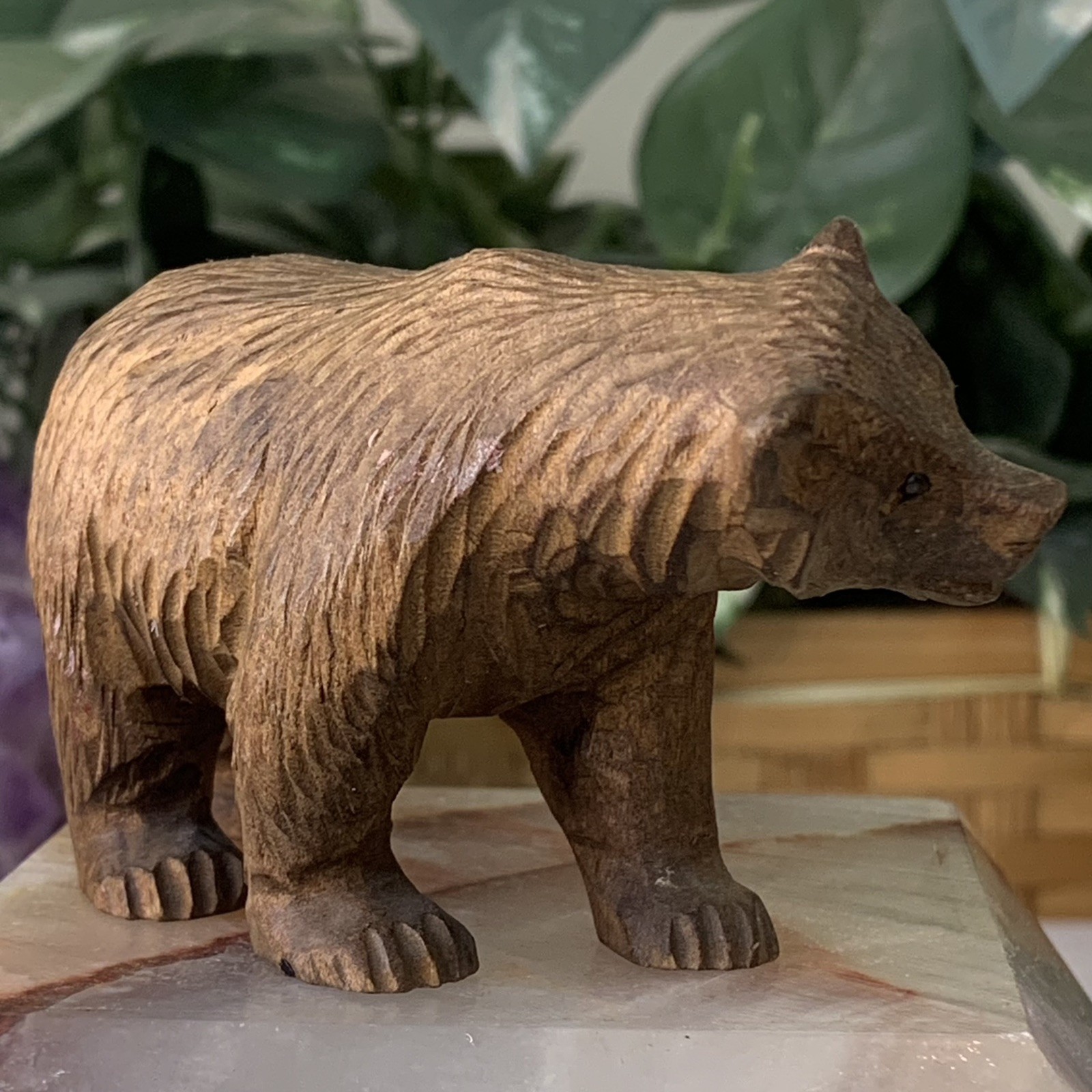 Vintage German or Swiss Black Forest or Brienz Carved Wood Bear Figurine Carving
