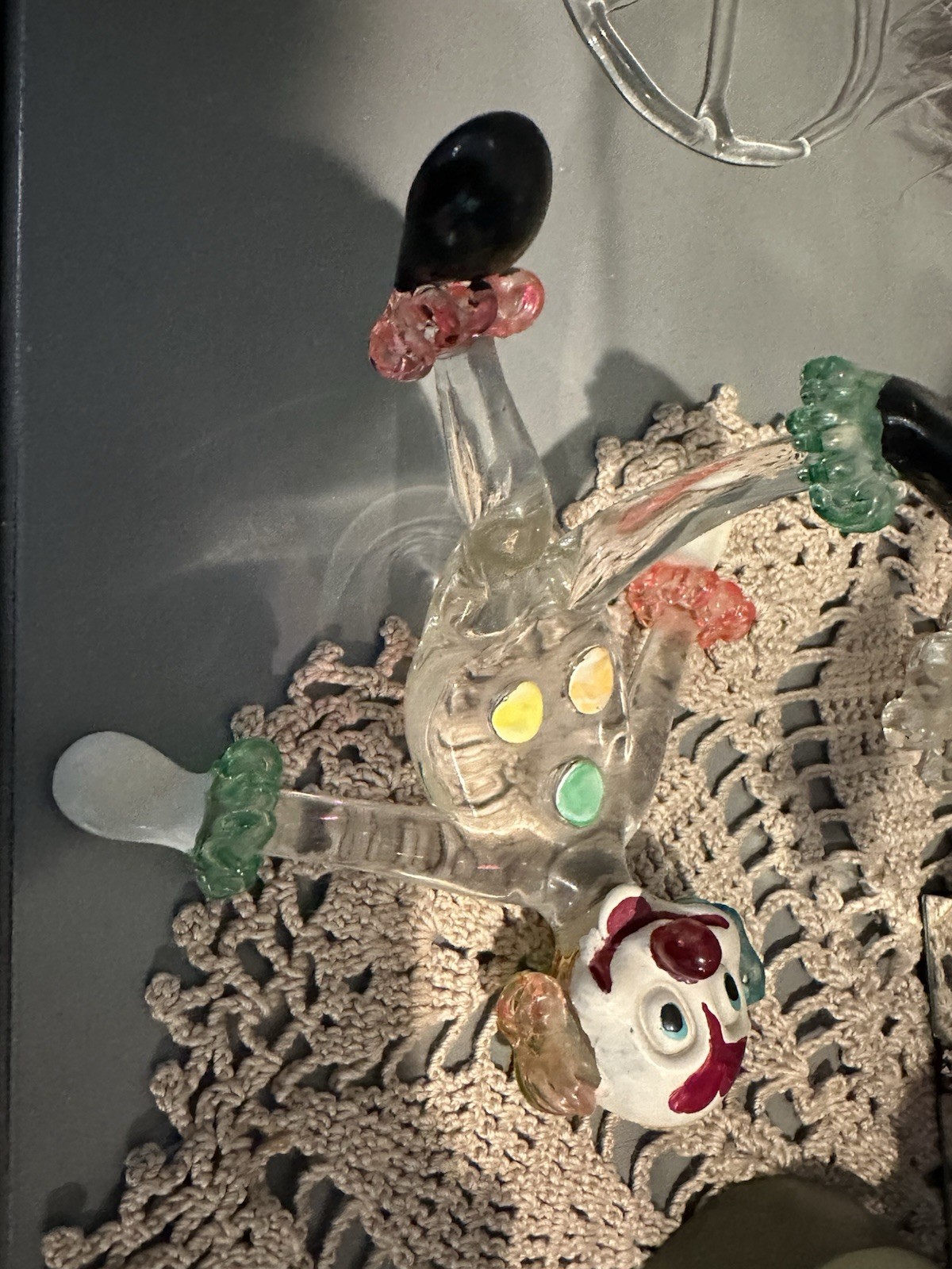Glass Clown Hand Painted Maker Unknown With Heart On Face