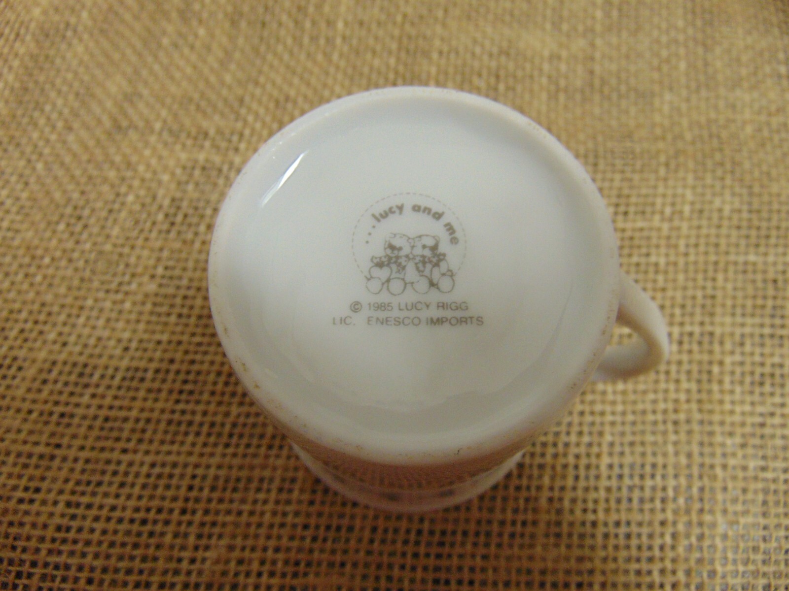 Enesco Baby’s First Christmas Cup 1985 Lucy Rigg…lucy & me Bears & Holly 2.5″