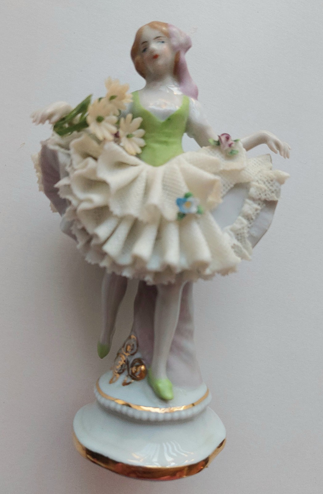 VTG Porcelain Ballerina Figurine Antique 1918-20 Sitzendorf Dresden Lace Dancer