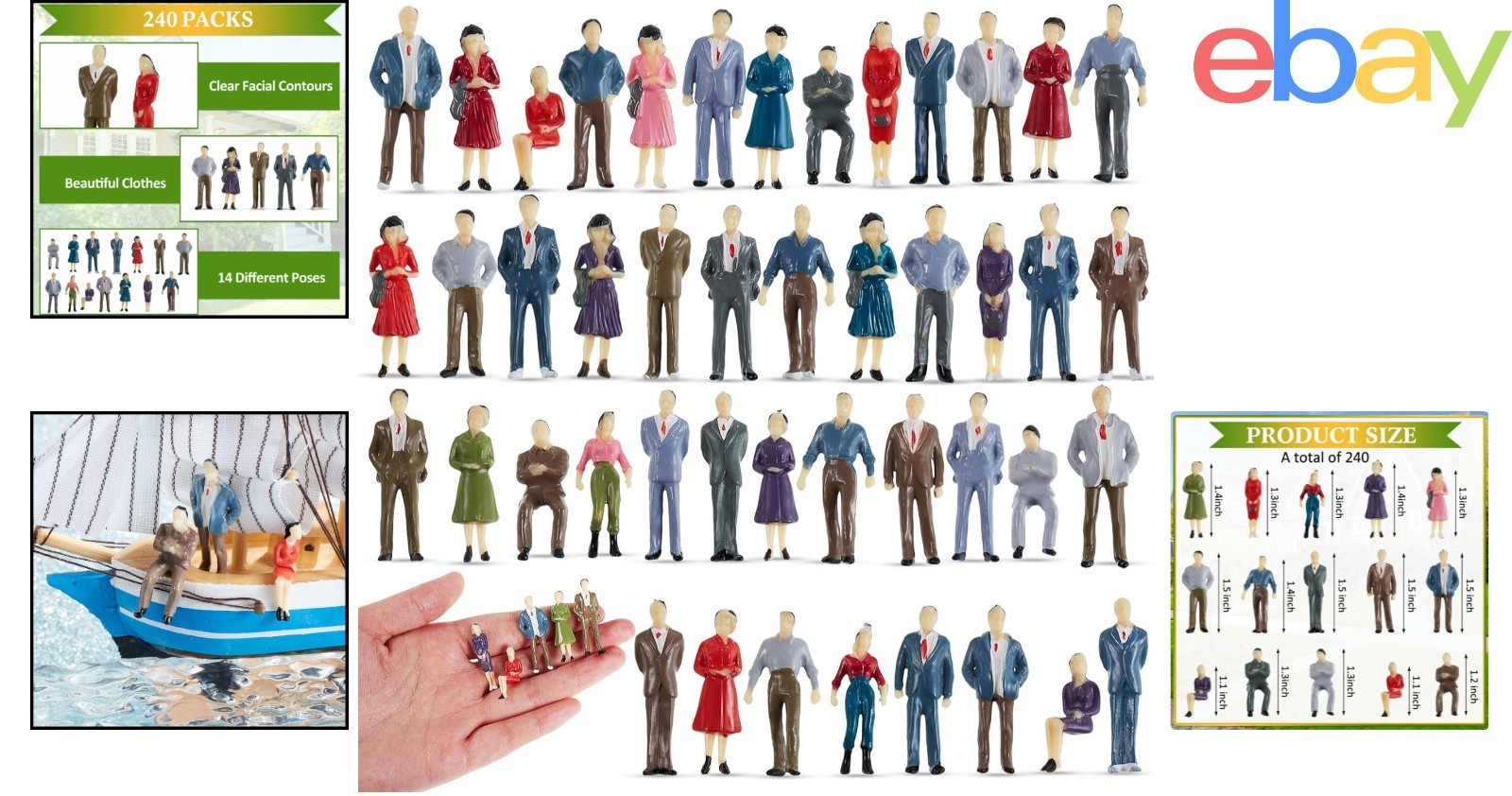 Multicolored Mini People Figurines for Architectural Models – 240 Assortment
