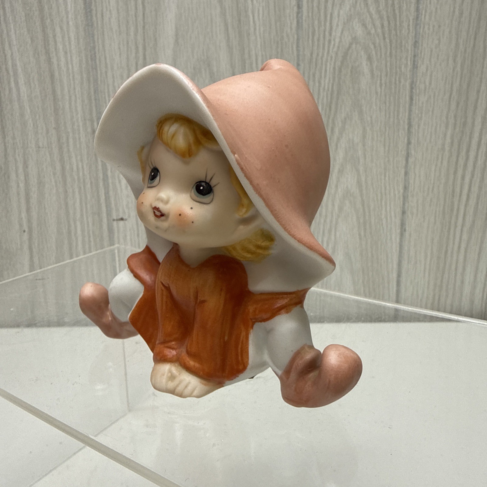 Vintage Homco Pixie Elf Elves Figurine #5213 ORANGE OUTFIT