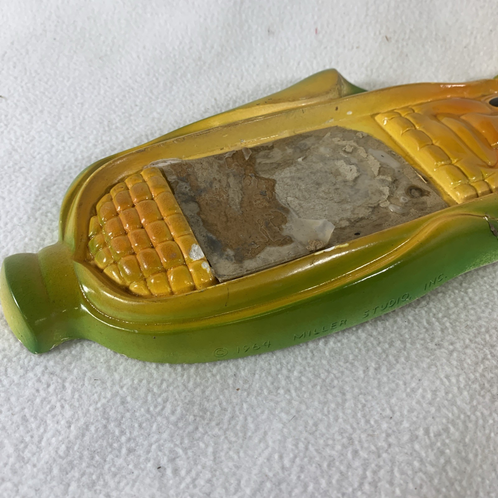 Vintage 1964 Miller Studio Anthropomorphic Corn Cob Chalkware Notepad Holder