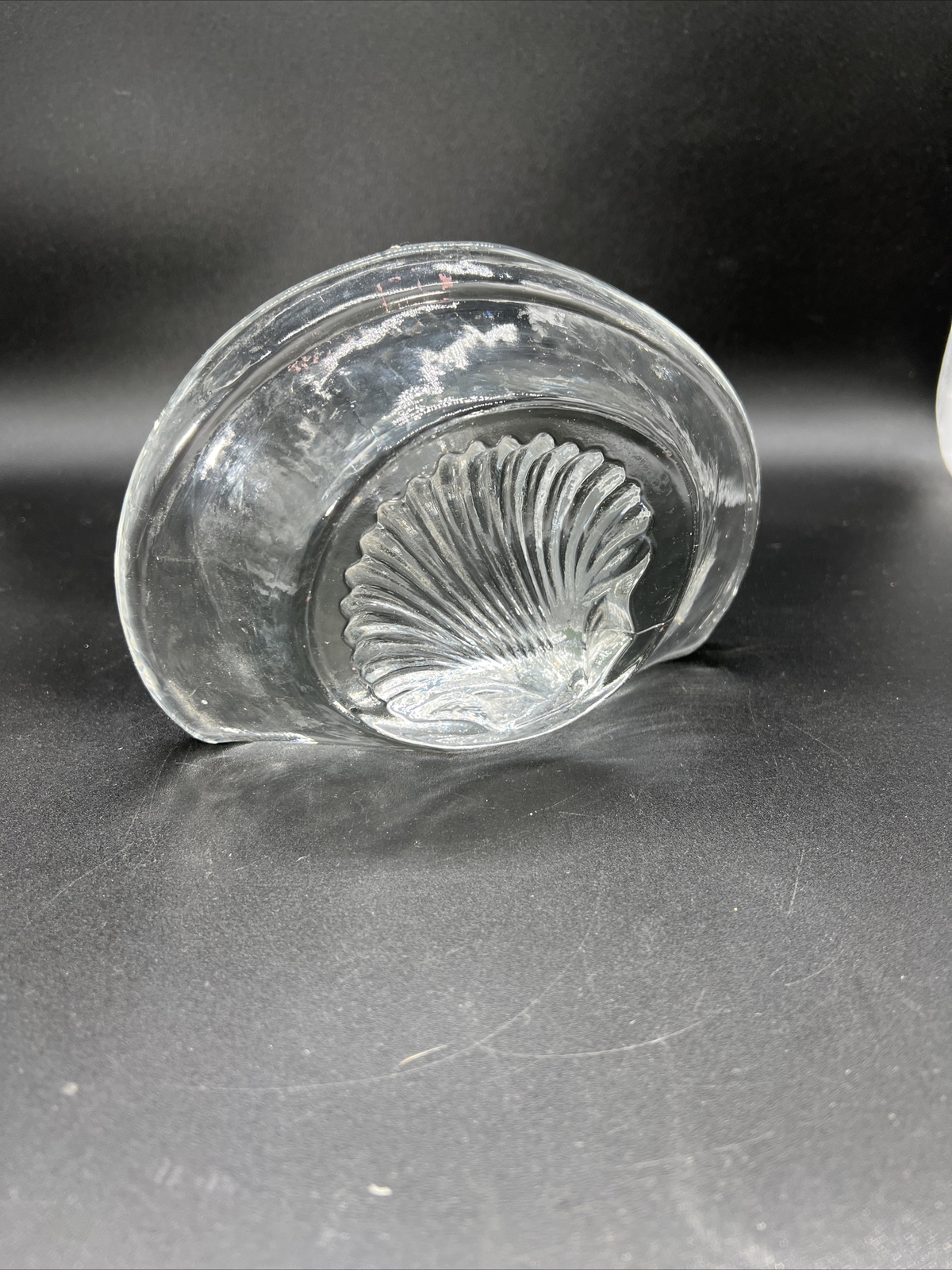 VTG Clear Glass Blenko Single Bookend, Molded Seashell Lovely Piece!