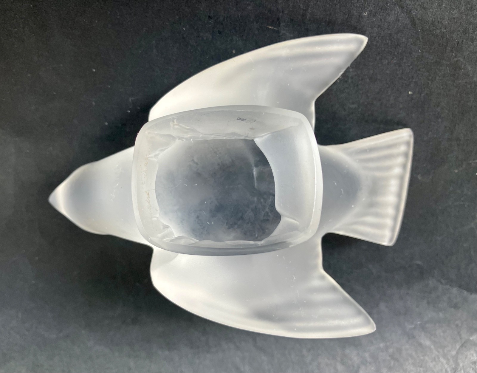 LALIQUE Crystal Frosted Art Glass Dove 5.25″ with Head Up, etched Signed
