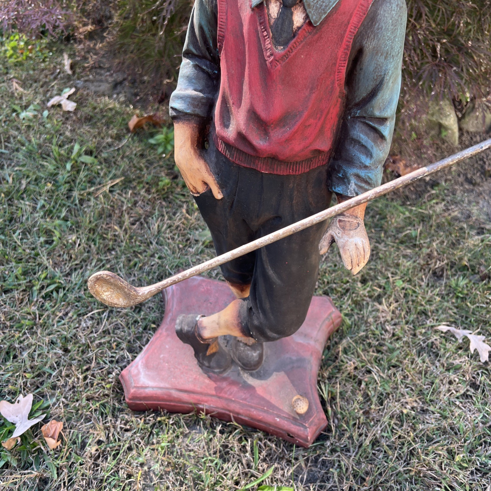 Vintage Man Golfer Statue Hand-Painted 27″ Tall. Also have matching lady golfer