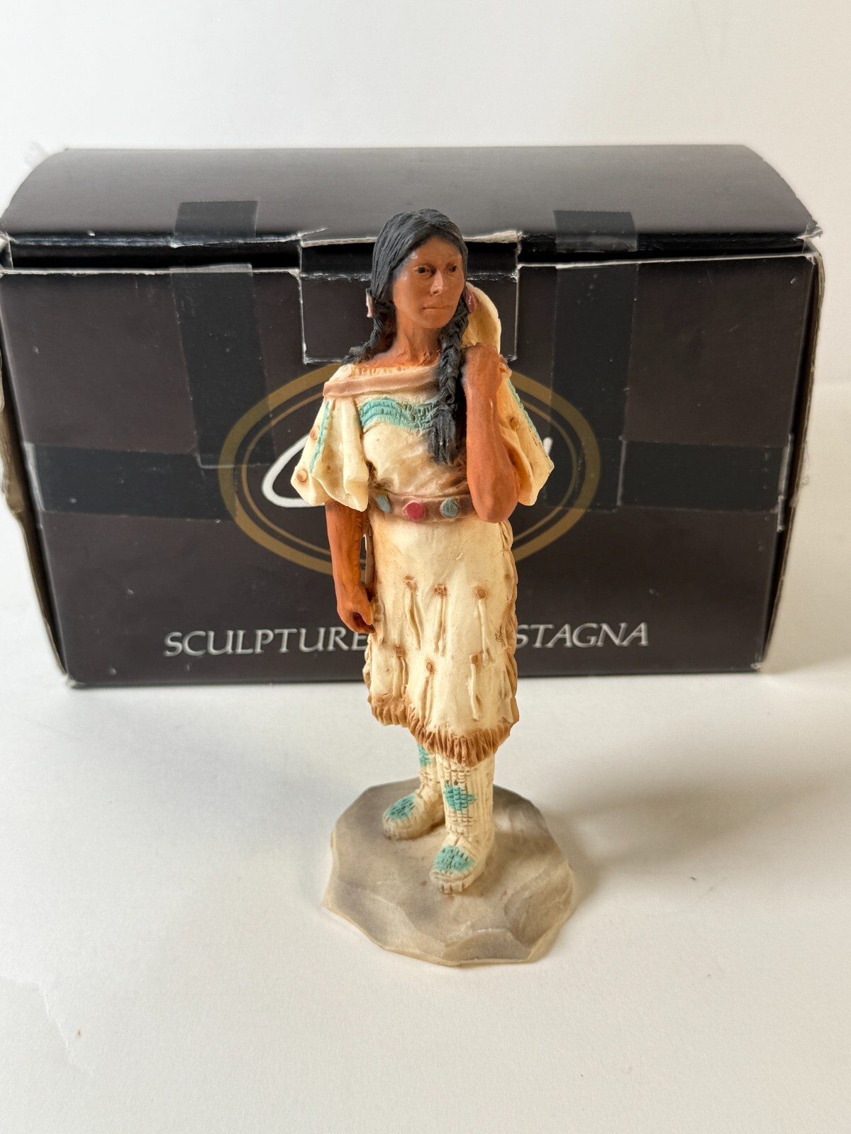Castagna Indian Woman Squaw Sacajawea Statue Figurine 5.5 Inches Tall With Box