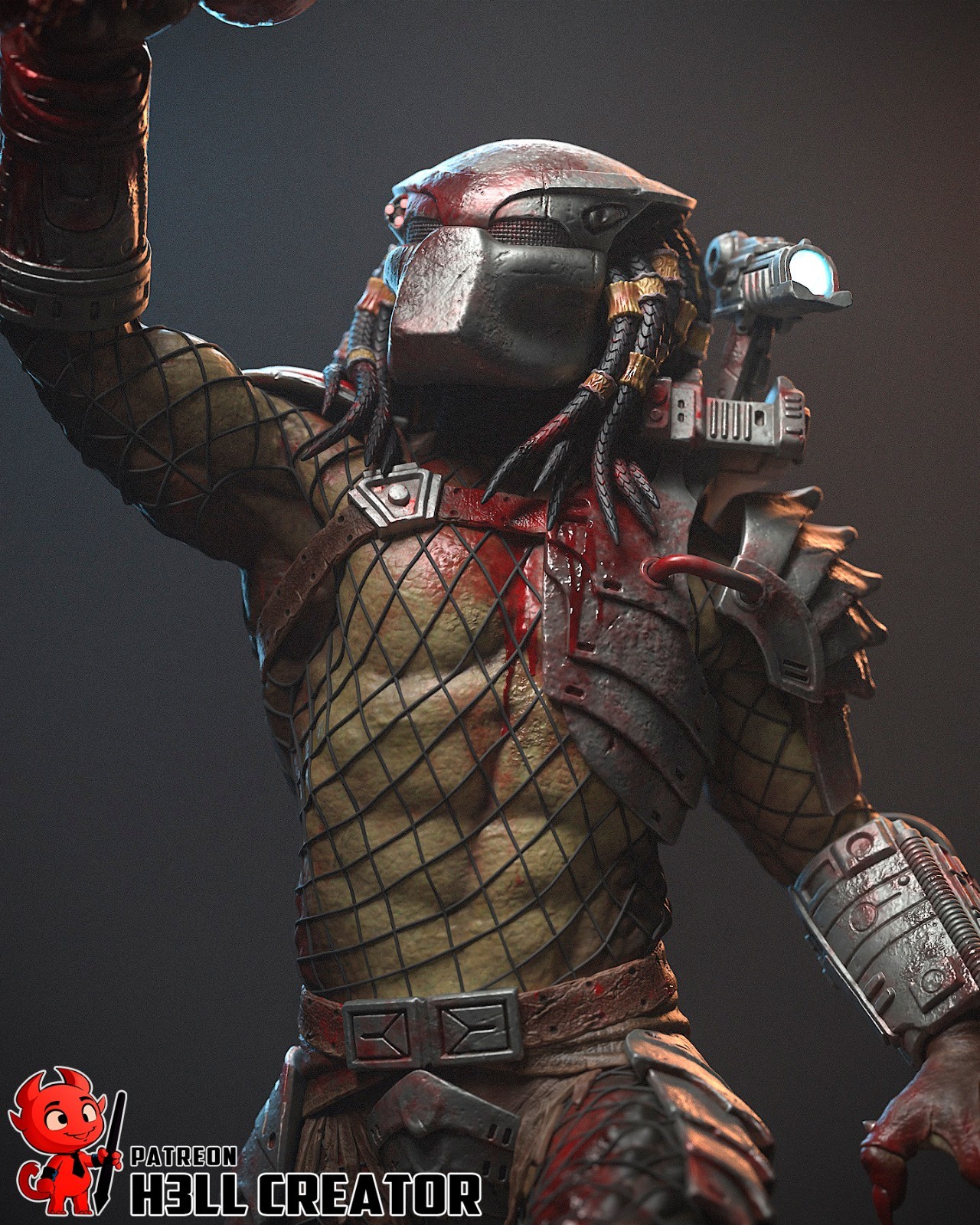 Predator 1/10 Scale Statue 3D Print Model Kit Unpainted