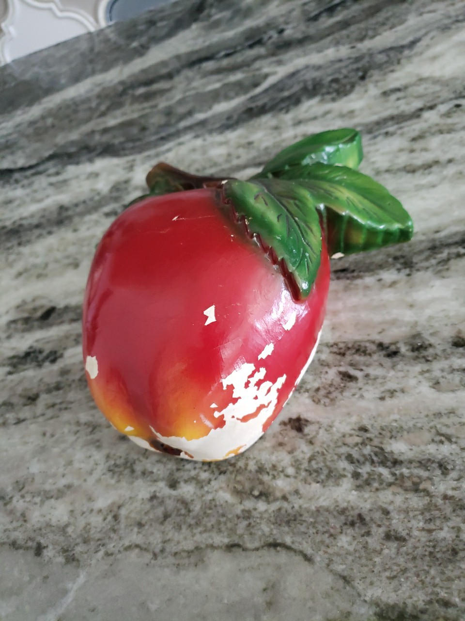Vtg Chalkware Chalk Red Apple String Holder Dispenser Devon Ware Kahane Canada