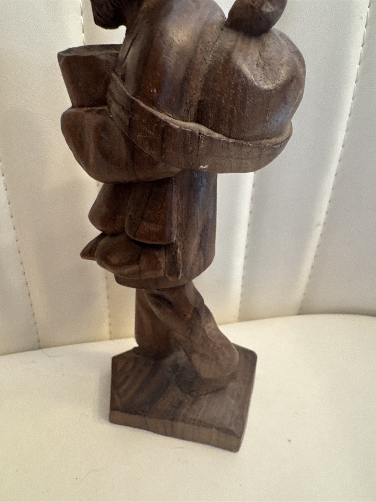 Vtg Hand Carved Wooden Barefoot Traveler Sculpture 8″ Tall D