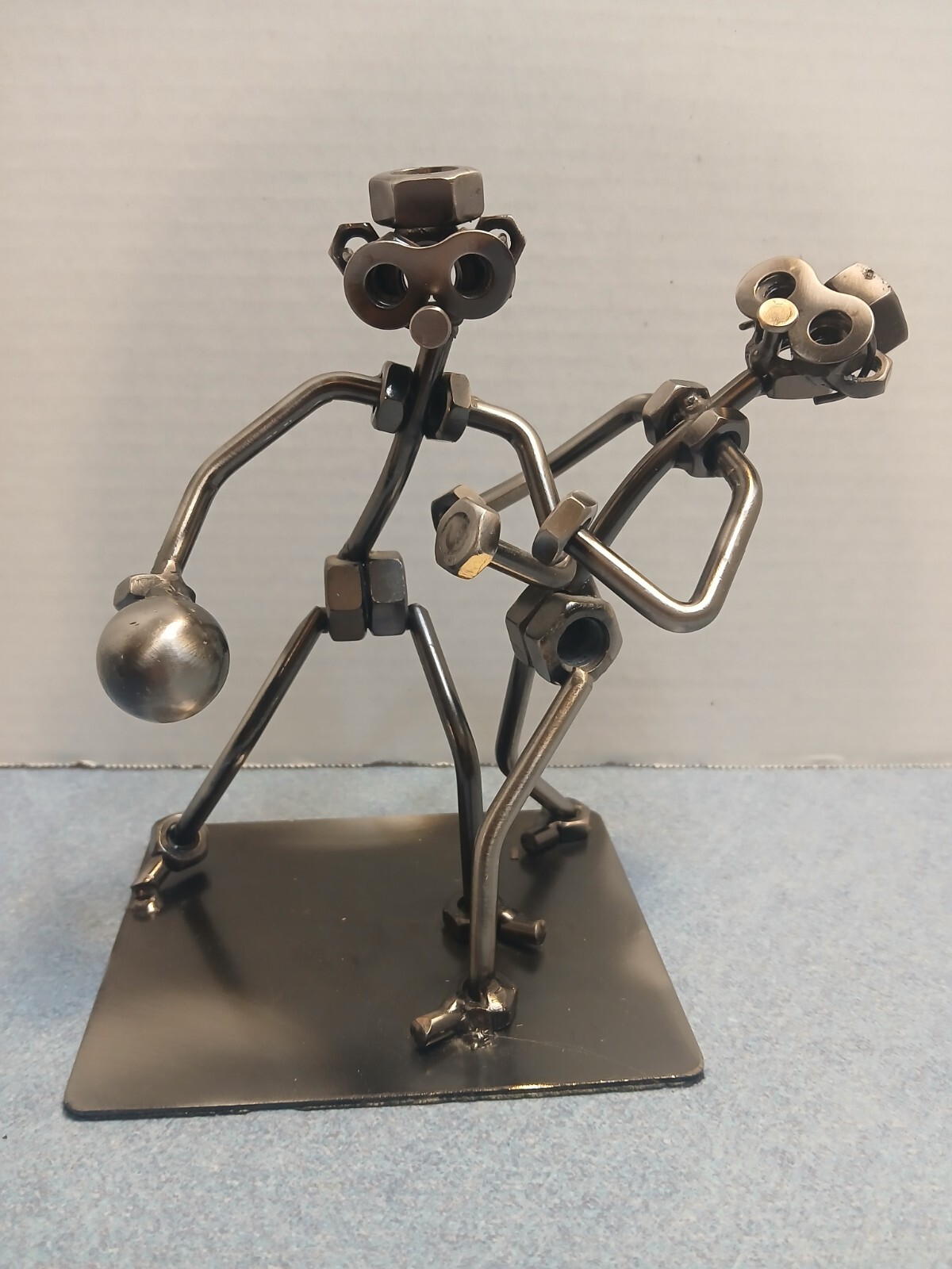 Metal Playing Basketball Sports, Nuts/Bolts/Nails Sculpture Figurine Decor Art